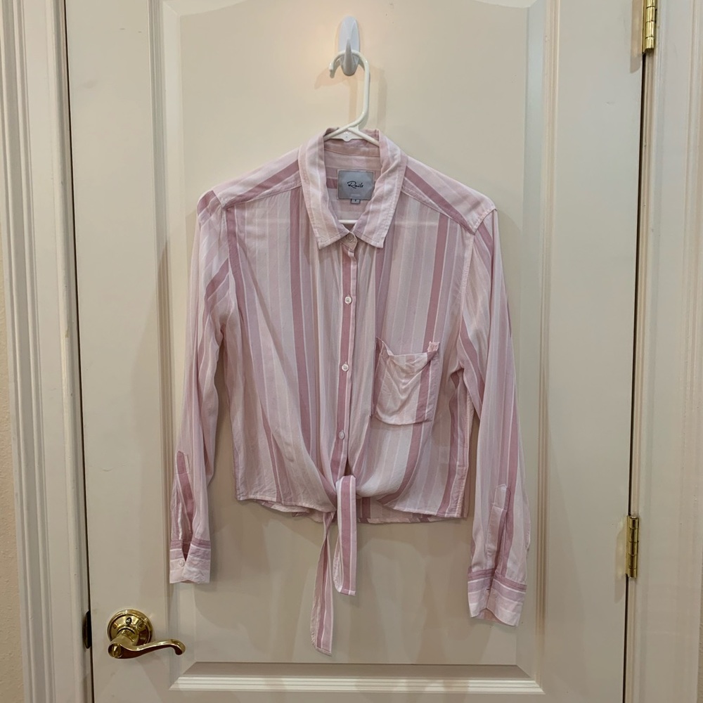 Rails Pink Stripes Button Down Crop Top